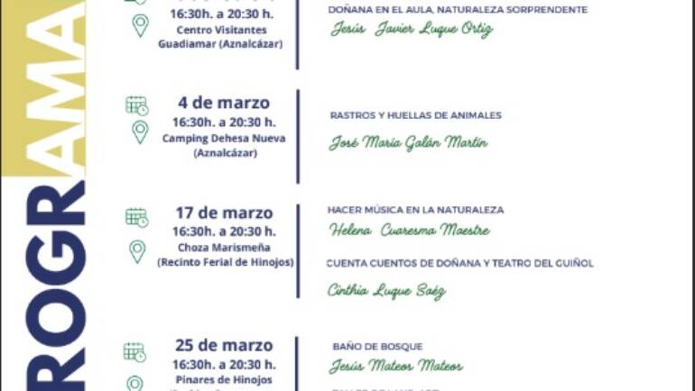 Curso «DOÑANA: La Semilla de la Educación Ambiental en Infantil y Primer Ciclo de Primaria» — 5ª Sesión: “Programa Escuela a Cielo Abierto” (imparte Paqui Godino)